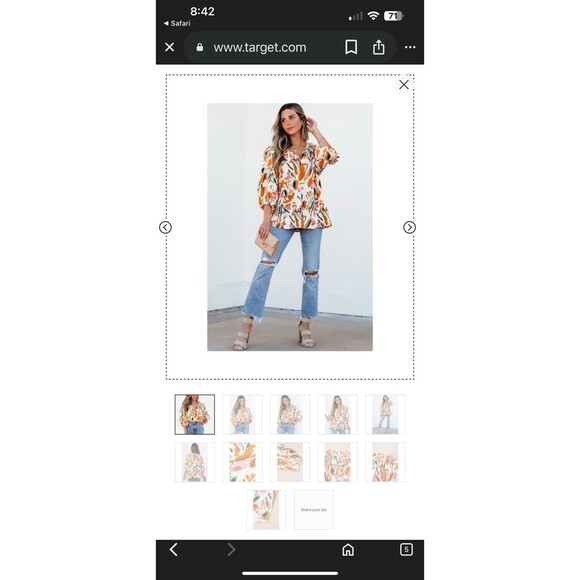 Amaryllis M L Multi Color Ruffled Blouse Flower - Picture 4 of 9